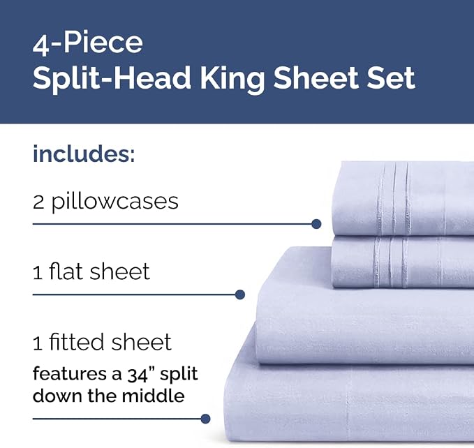 Flex Top Split Head King 4 Piece Sheet Set - Image 2