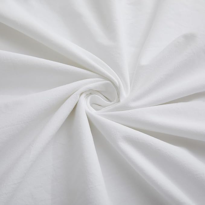 White Duvet Cover Full Size, 100% Washed Cotton Linen Like Bedding Set - Image 6