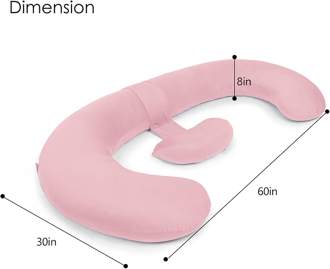 QUEEN ROSE Cooling Pregnancy Pillows, E Shaped Maternity Pillow - Image 8
