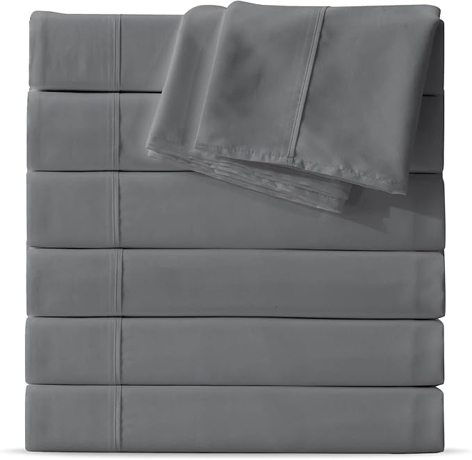 Maple&Stone Queen Flat Sheet 6 Pack, Premium Soft & Breathable, Brushed by MapleStone