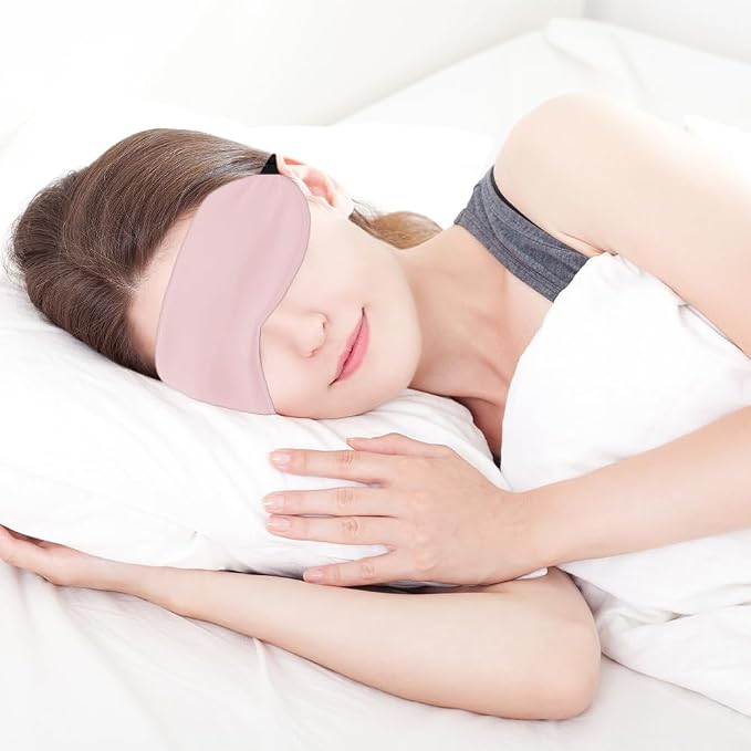 2 PCS Pink Satin Sleep Masks, Adjustable Silk Eye Mask - Image 3