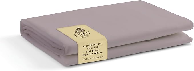 Linen Home 100% Cotton Percale 1 Flat Sheet, Twin Size by LINENHOME