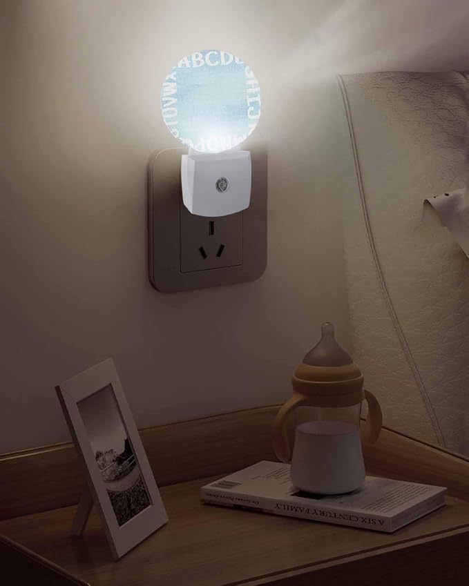 Night Lights Auto Sensor Alphabet Night Light Teal Blue Modern Minimalist - Image 5