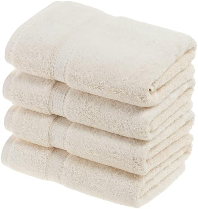 SUPERIOR Egyptian Cotton Pile Hand Towel Set of 4, Ultra Soft Luxury Towels by SUPERIOR