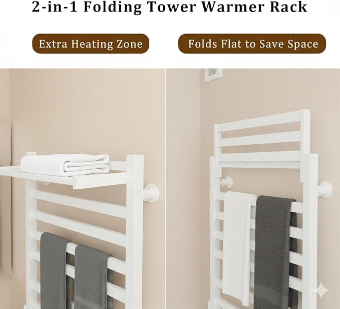 8-Bar Towel Warmer with with Top Warmer Shelf, Electric Towel Rack Set with - Image 2
