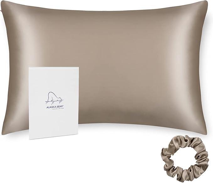 ALASKA BEAR Silk Pillowcase for Hair and Skin, 100% Mulberry Silk Pillow Cases by ALASKABEAR
