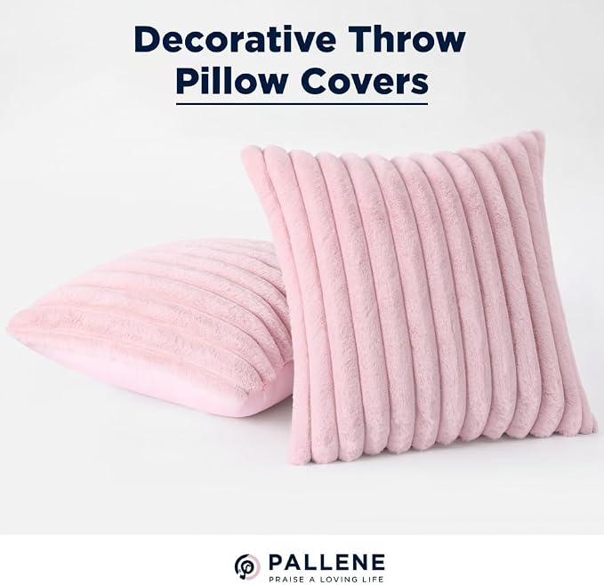 Pallene Faux Fur Plush Throw Pillow Covers 24x24 Set of 2, Luxury Soft Fluffy - Image 7