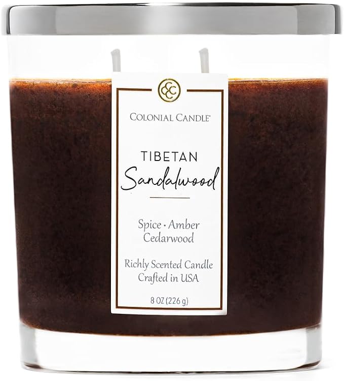 Colonial Candle Tibetan Sandalwood Scented Candle Jar, Highly Fragranced Candles by ColonialCandle