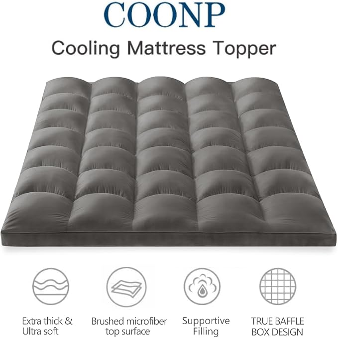 COONP Full XL Mattress Topper, Extra Thick Pillowtop, Cooling Plush Mattress - Image 2