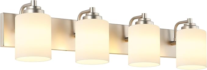 SOLFART Brushed Nickel Bathroom Vanity Light Vintage 4 Light Wall Light - Image 8