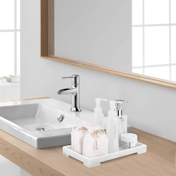 Luxspire Resin Vanity Tray, Bathroom Toilet Tank Storage Tray, 10.03 x 5.9 in - Image 8