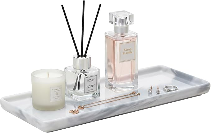 Bathroom Counter Organizer, 9.3"x3.7" Ceramic Bathroom Tray, Rectangle by Xbopetda