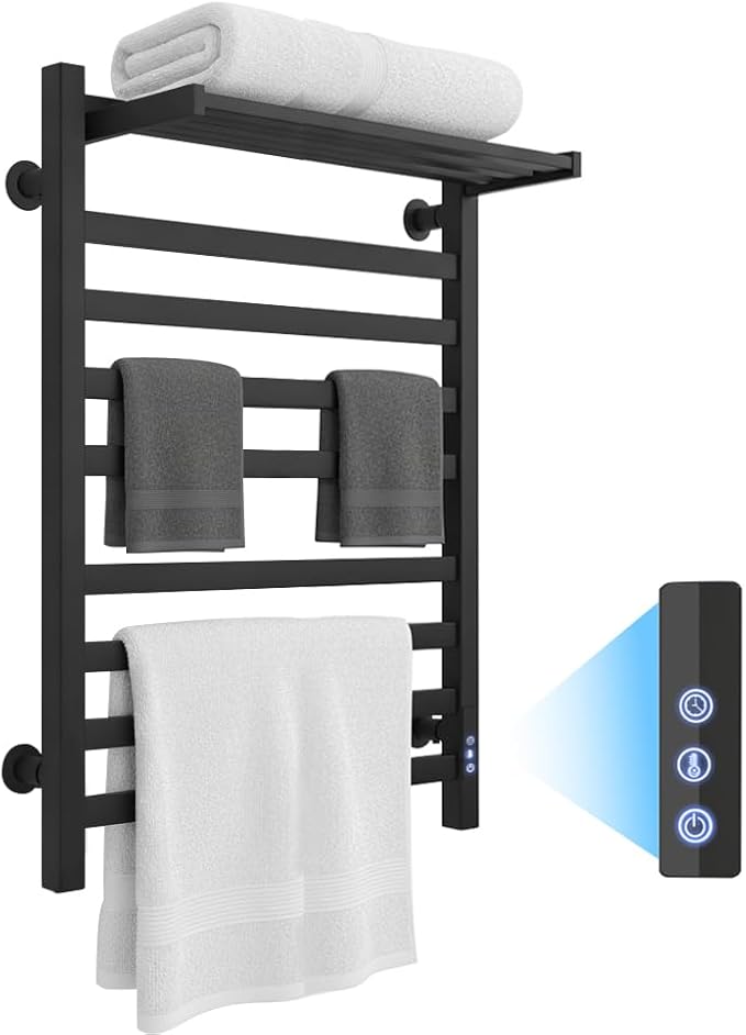 8-Bar Towel Warmer with with Top Warmer Shelf, Electric Towel Rack Set with by KAYOJU%C2%AELIVING