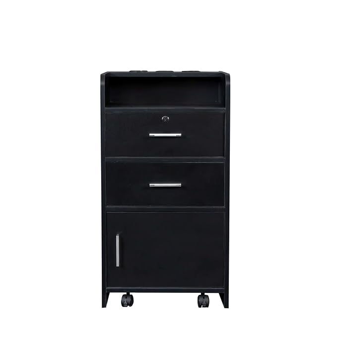 SSLine Modern Salon Station Black Floor Stand Styling Sation Wood Salon Cabinet - Image 5