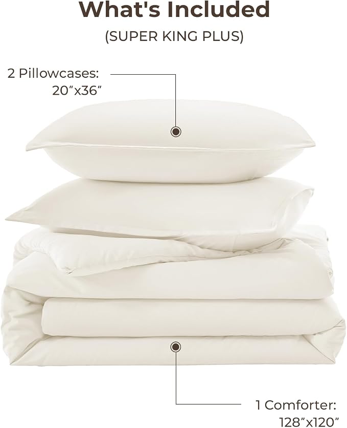 Litanika Oversized King Comforters Ivory Super King Plus Size, 3 Pieces - Image 7