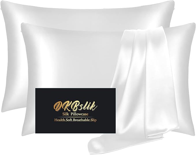 Silk Pillowcase 2 Pack, Mulberry Silk Pillow Cases Queen Size Set of 2 by HOME