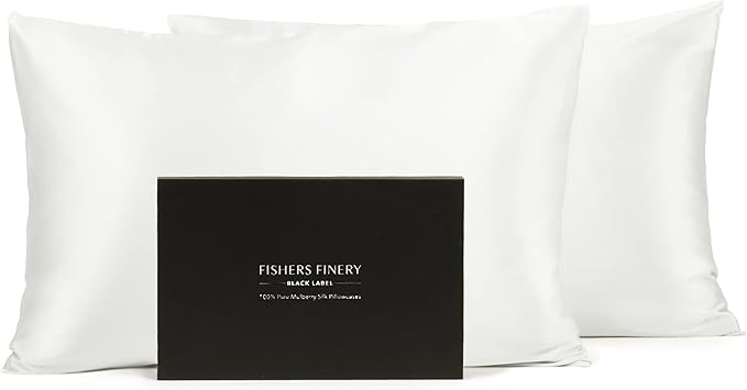 Fishers Finery 30mm 100% Pure Mulberry Silk Pillowcase 2 Pack, Quality Tested by FishersFinery