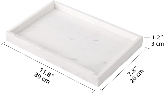 Marble Bathroom Vanity Tray, Natural Luxury Vanity Home Kitchen Bathroom Table - Image 4