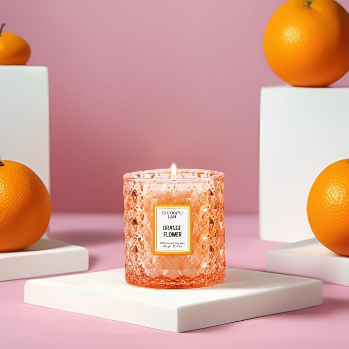 Chloefu LAN Orange Blossom Candle, Natural Soy Scented Candles - Image 4