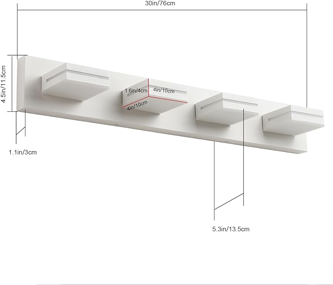 SineRise LED Modern Bathroom Vanity Light Fixtures, Matte White Modern Acrylic - Image 3