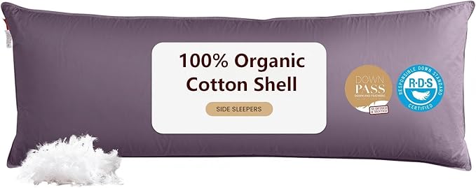 Goose Down Body Pillows for Adults, Large Body Pillow for Side Sleeper by Bildenly