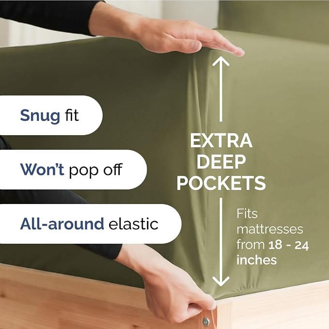 Extra Deep King 400 Thread Count Cotton Fitted Sheet - Image 2