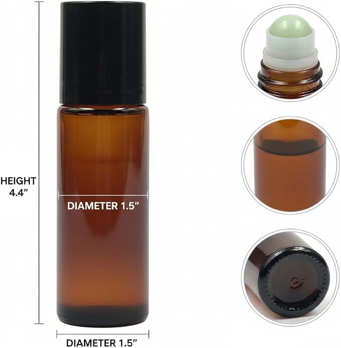1.7oz Amber Glass Roll On Bottles - Image 2