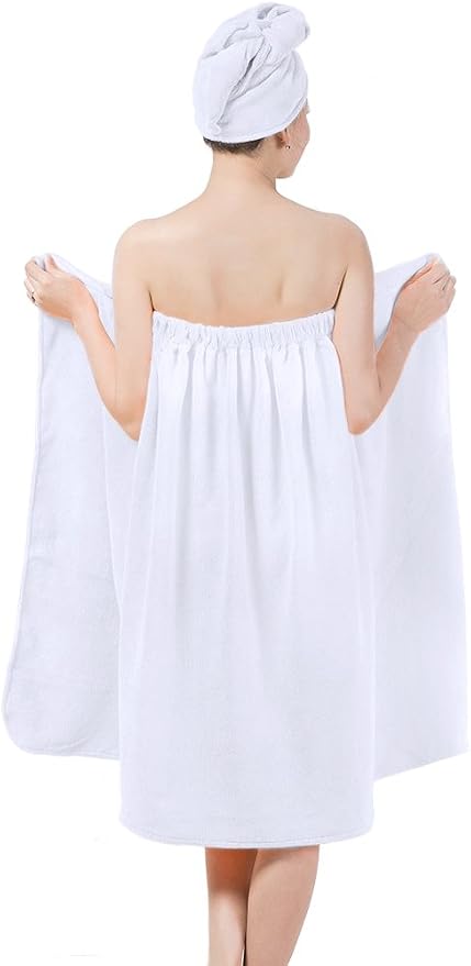 FakeFace Women Absorbent Microfiber Bath Towel Body Wrap Set Gym Spa Robe Dry - Image 3