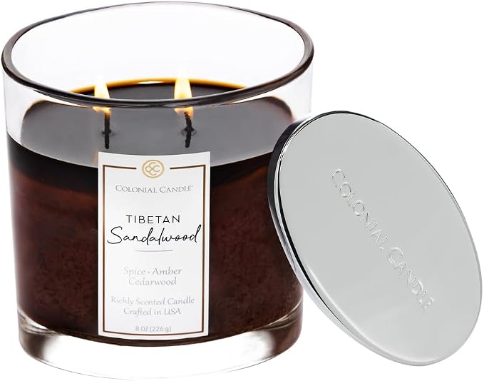 Colonial Candle Tibetan Sandalwood Scented Candle Jar, Highly Fragranced Candles - Image 3