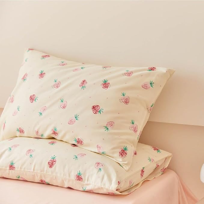 Nayoroom Strawberry Duvet Cover Set Twin Size Girls Cute Pink Strawberries - Image 6