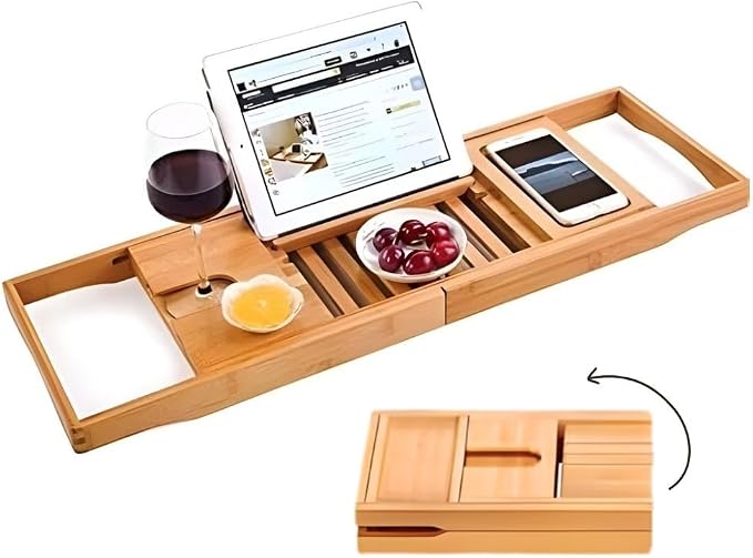Creative Factory Luxury Bathtub Caddy Tray, Four Storage Rooms on the Board by Colorantic