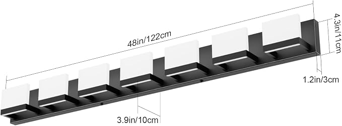 Tipace LED Modern Bathroom Vanity Light Fixtures, 7 Lights Black Vanity Lighting - Image 7