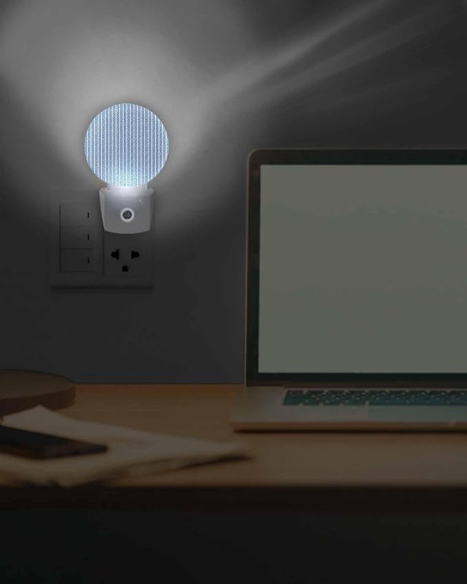 Night Lights Auto Sensor Blue Pinstripes Night Light Woven Denim Striped Round - Image 7