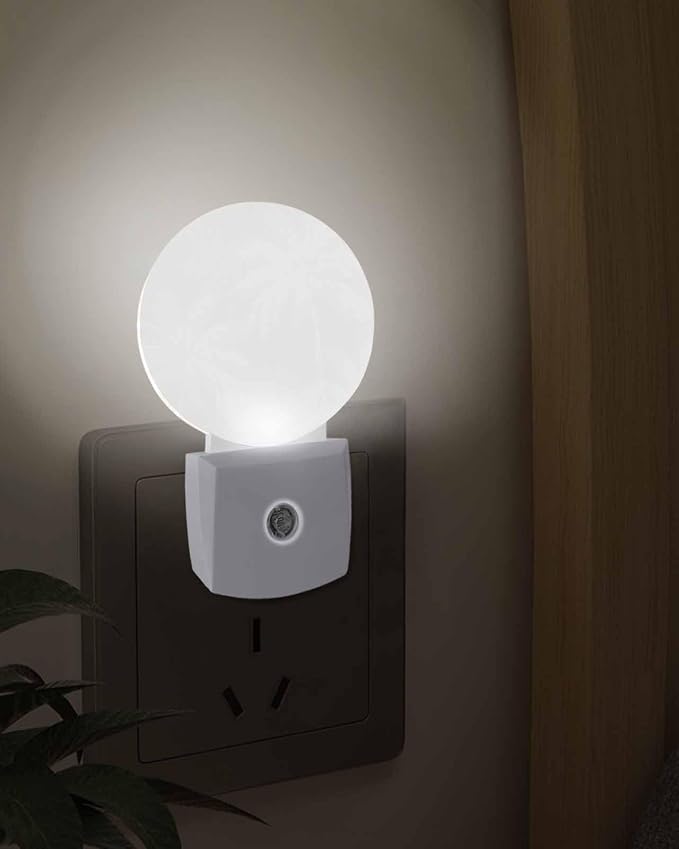 Night Lights Auto Sensor Tropical Palm Trees Night Light Cream Linen Coastal - Image 3