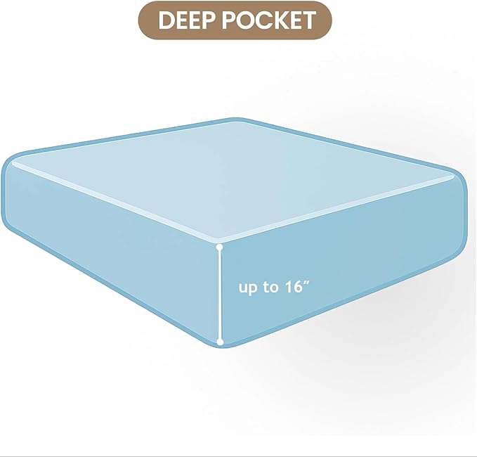 ROSE&RISY Light Blue King Fitted Sheet, Soft and Breathable - Image 6