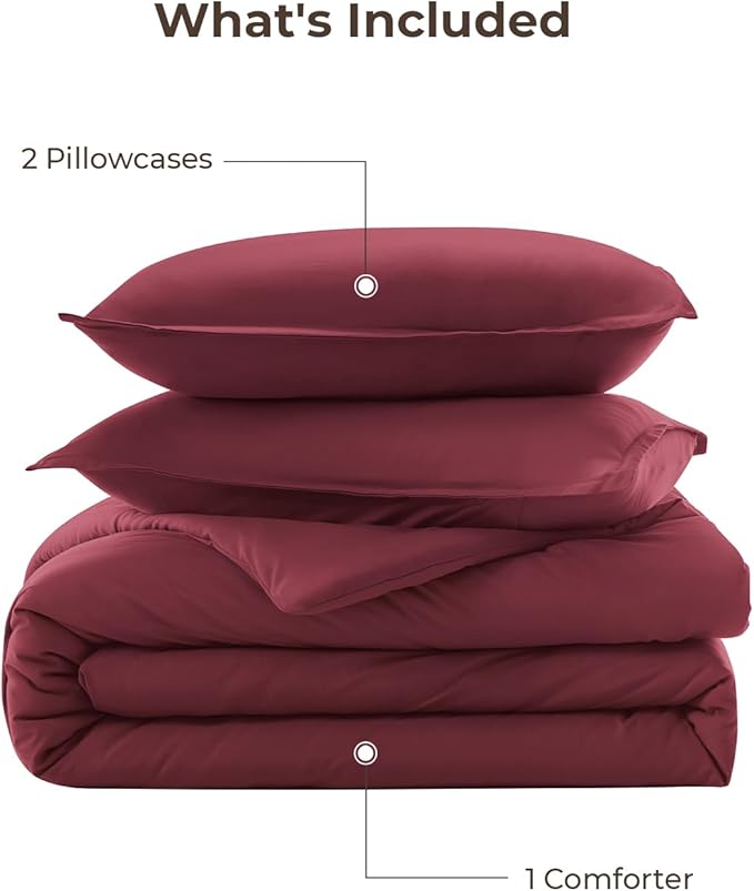 Litanika Burgundy Red Comforter Set Twin/Twin XL Size, 2 Pieces Lightweight - Image 7