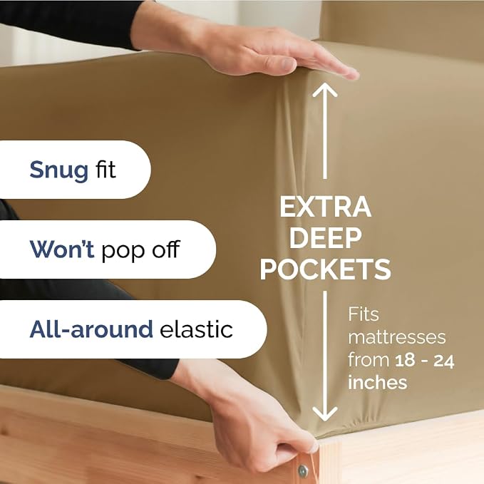 Extra Deep California King 400 Thread Count Cotton Fitted Sheet - Image 2