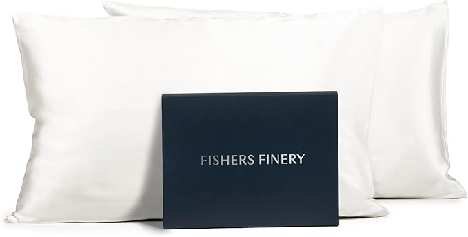 Fishers Finery 25mm 100% Pure Mulberry Silk Pillowcase 2 Pack by FishersFinery
