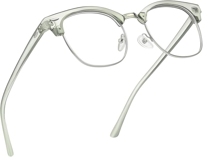 Blue Light Blocking Glasses Vintage Half Frame UV Clear Lens Anti Eyestrain by AOMASTE