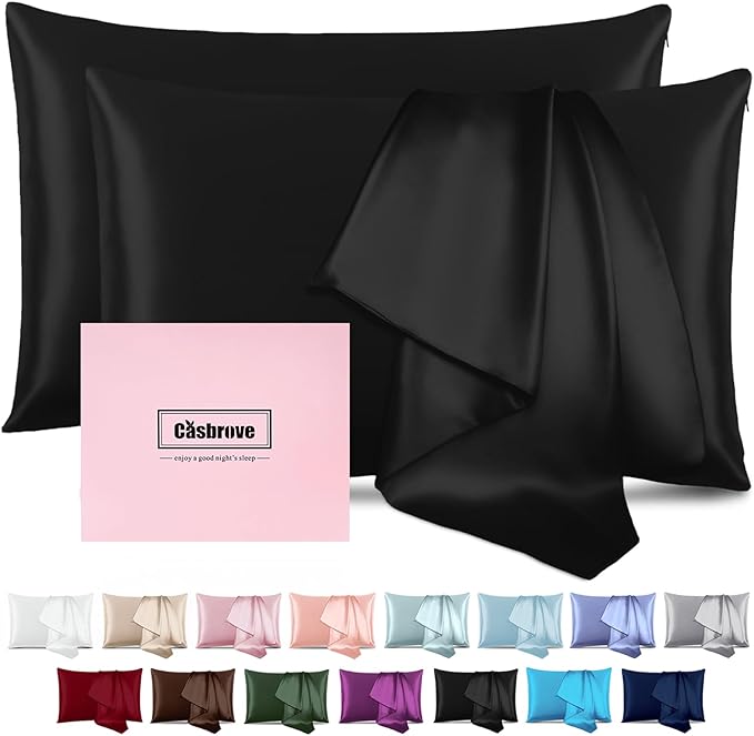 Silk Pillow Cases 2 Pack Mulberry Silk Pillowcases Soft Breathable Both Sided by Casbrove