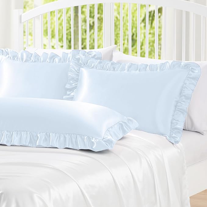 Homiest Ruffle Satin Body Pillow Cover, Silky Satin Body Pillowcase - Image 4