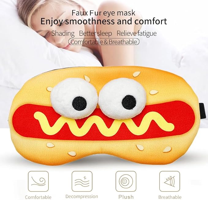 PERFECTSIGHT Sleep Eye Masks, Cute Plush Sleep Eye Cover Lightweight Adjustable - Image 3