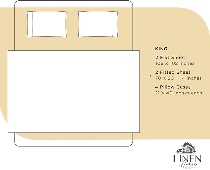 Linen Home 100% Cotton Percale Sheet Set Pack of 2, King Size, Deep Pocket - Image 6