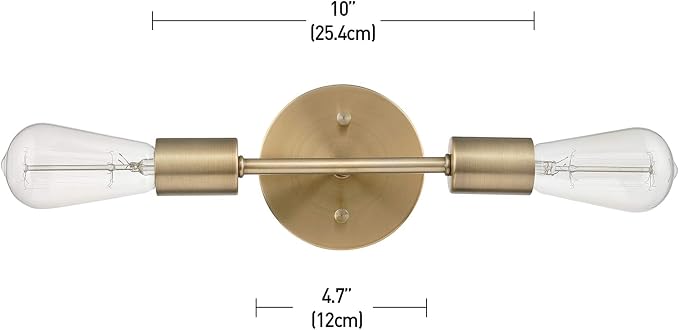 Globe Electric 2-Light Vanity Light, Matte Brass, Open Socket, Horizontal - Image 6