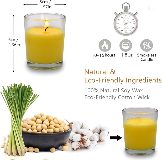 Small Citronella Candles Outdoor and Indoor Soy Wax Votive Candles - Image 7