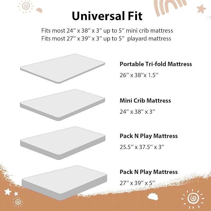 Baby Mini Crib Sheets Boy, Portable 38”x26” Pack and Play Sheets Fitted - Image 8