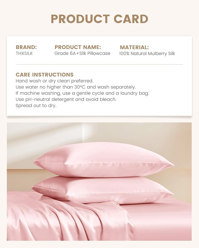 THXSILK Set of 2 100% Mulberry Silk Pillowcase - Image 8