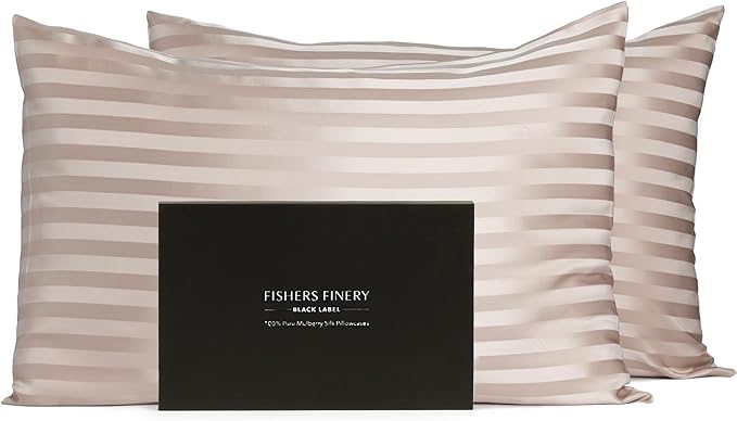 Fishers Finery 30mm 100% Pure Mulberry Silk Pillowcase 2 Pack, Quality Tested by FishersFinery