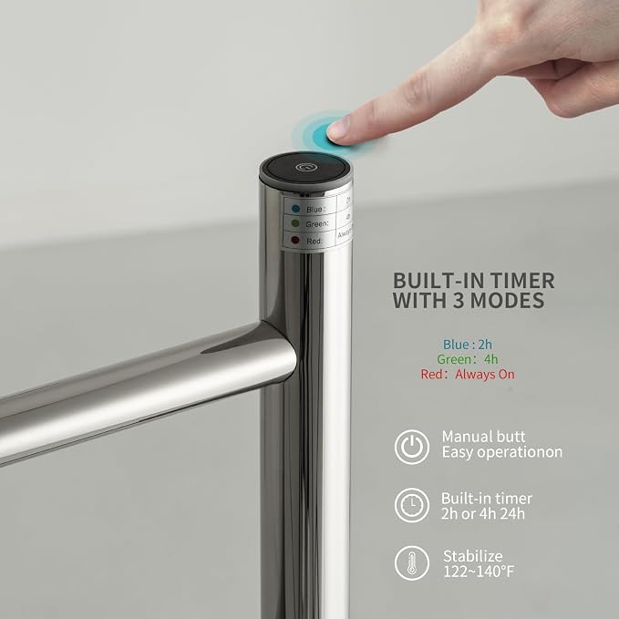 Freestanding Towel Warmer 6 Bars Plug-in Option 3 Working Modes - Image 2