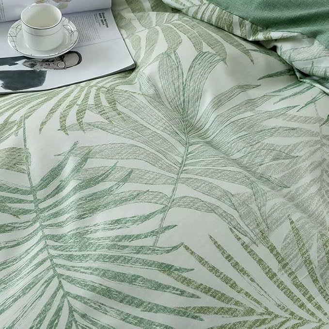 OAITE Duvet Cover King Size, Reversible Leaf Green Duvet Cover Set - Image 6